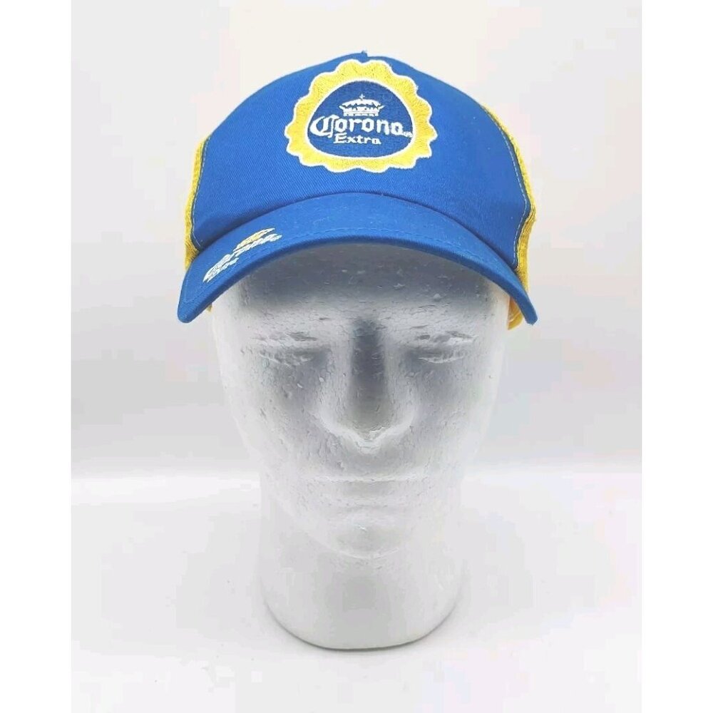 Corona Extra Men's Hat Baseball Trucker Cap Embroidered Crest Yellow Blue